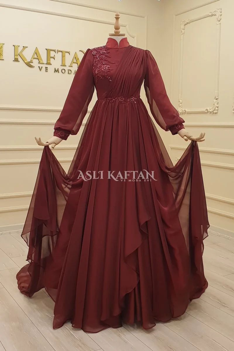 Gülçiçek Bordo Abiye Modeli,