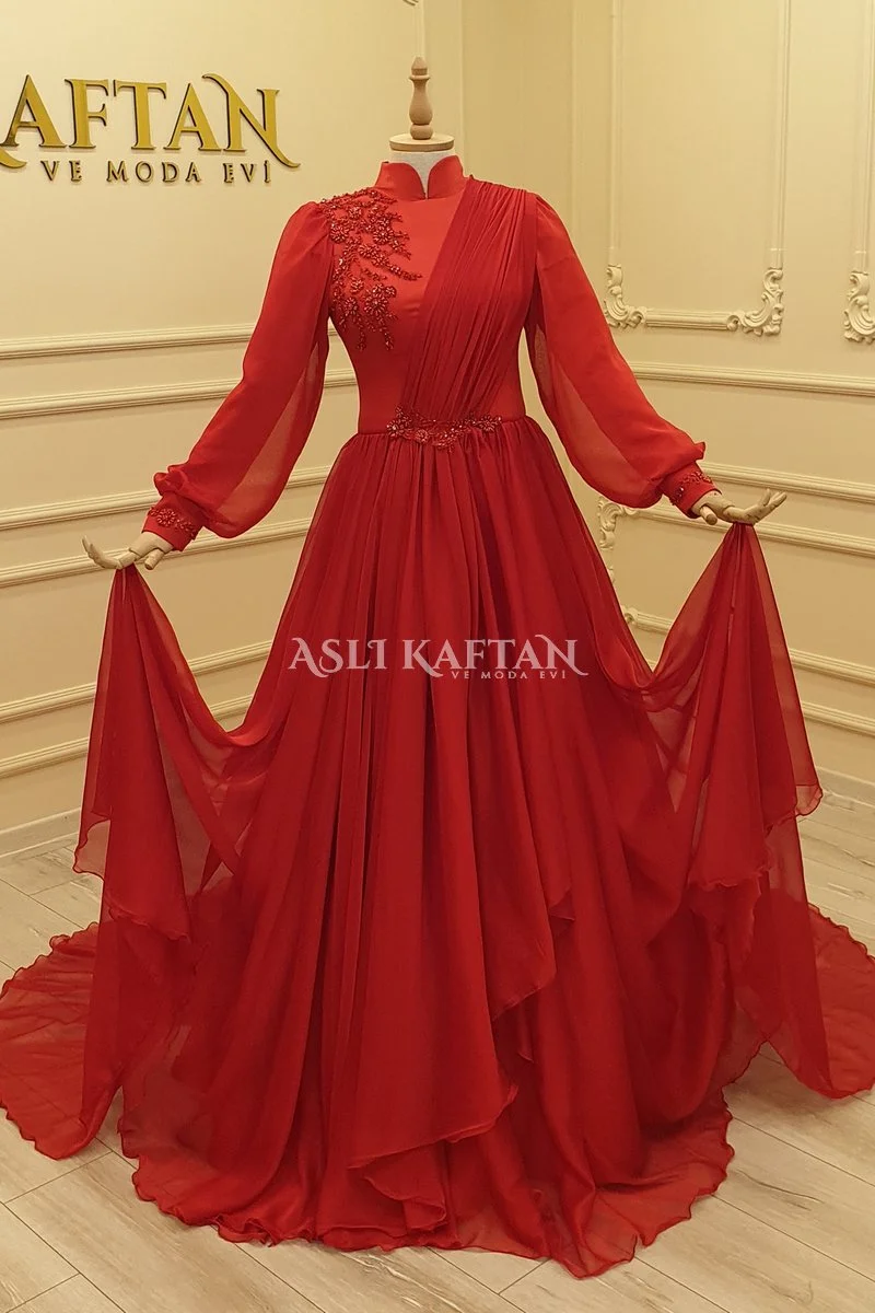 Gülçiçek Kırmızı Abiye Modeli