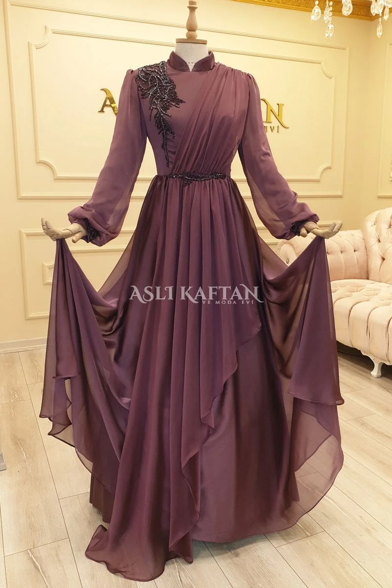Gülçiçek Mürdüm Abiye Modeli