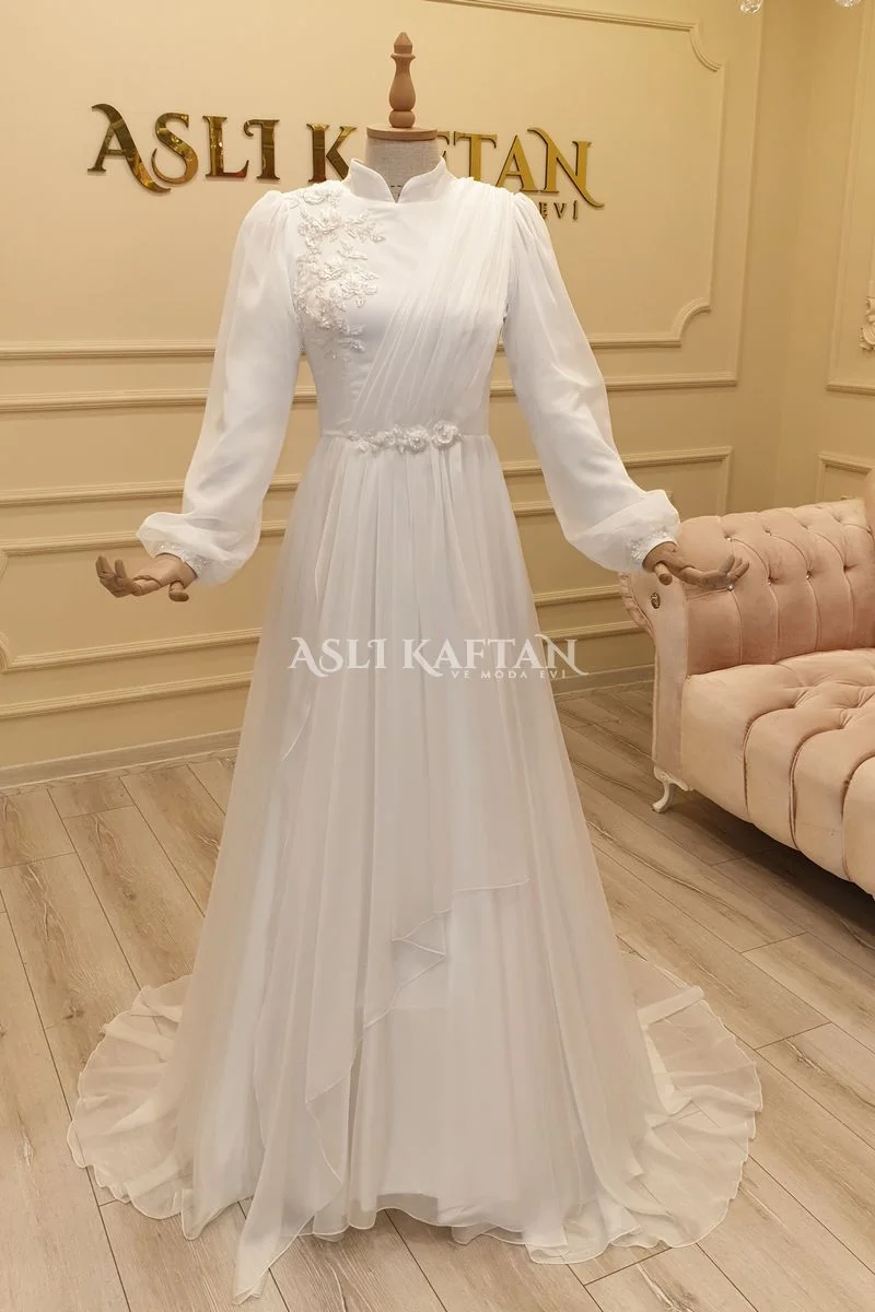 Gülçiçek Kırık beyaz Nikah Elbisesi