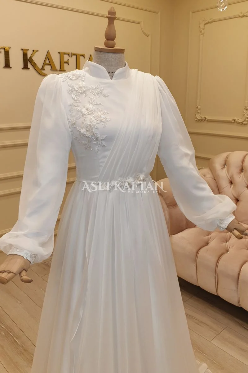 Gülçiçek Kırık beyaz Nikah Elbisesi