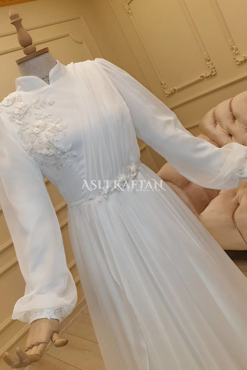 Gülçiçek Kırık beyaz Nikah Elbisesi
