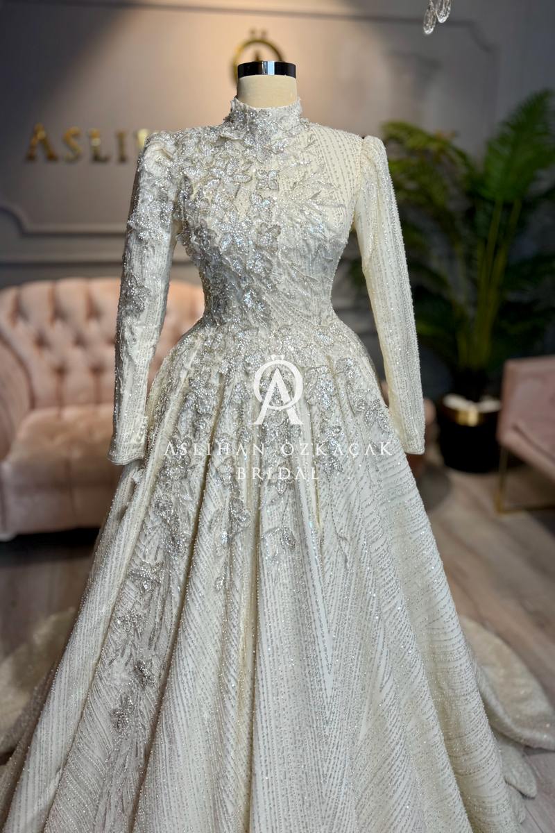 Orkide A Kesim Tesettür Gelinlik Modeli